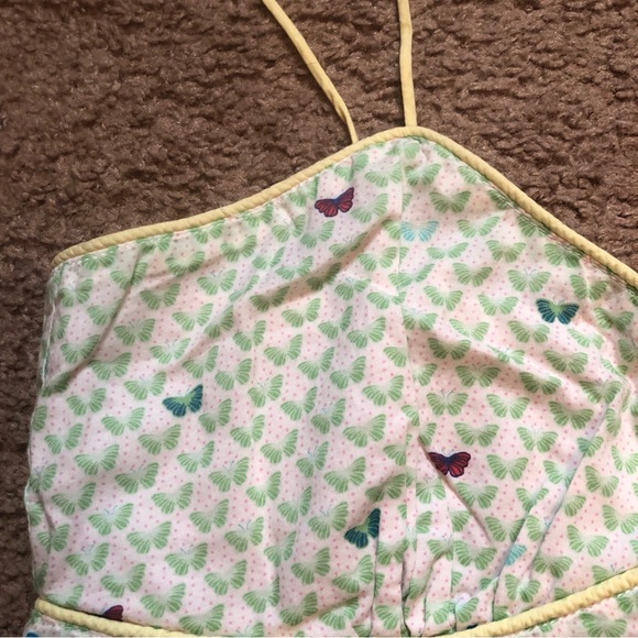 Vintage 90s Gap Womans Tank Top 6 Cotton Blouse Butterflies White Green Straps - Picture 2 of 9